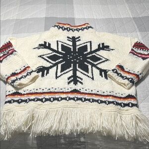 Free People Sundown Sweater. Cream and Black Cowl Neck Sweater.